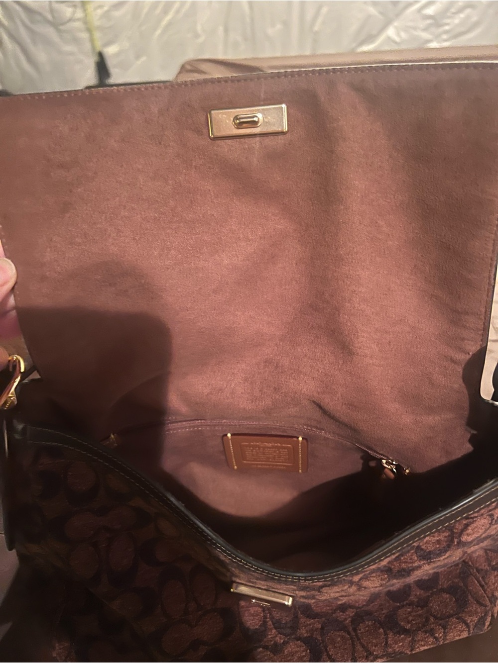 Coach Large Etta Flap Shoulder Bag in Signature Chenille with Dark Trim - Picture 5 of 5